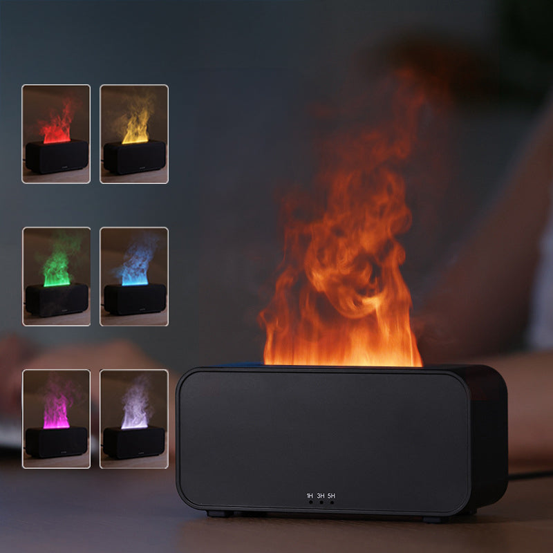 USB Flame Aroma Diffuser with 7-Color LED Lights – Elegant Humidifier & Essential Oil Diffuser with Realistic Flame Effect