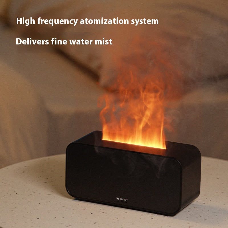 USB Flame Aroma Diffuser with 7-Color LED Lights – Elegant Humidifier & Essential Oil Diffuser with Realistic Flame Effect