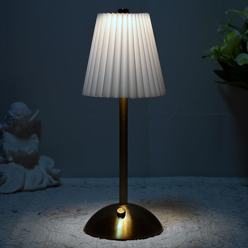 Elegant Pleated Fabric Table Lamp – USB Rechargeable with Touch Control (6 Colours)