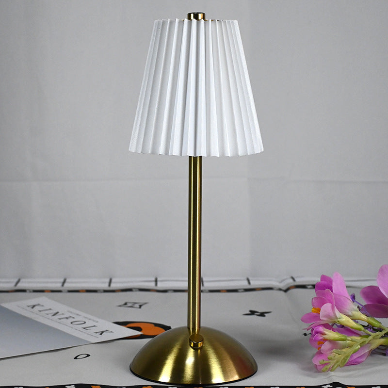 Elegant Pleated Fabric Table Lamp – USB Rechargeable with Touch Control (6 Colours)